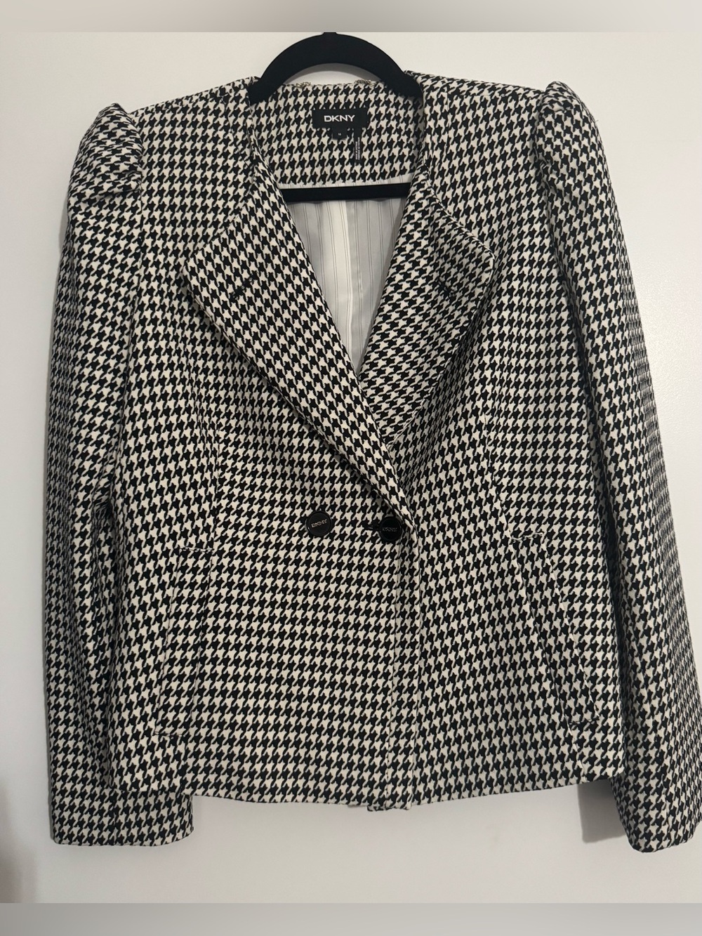 NWOT DKNY Houndstooth Blazer Size 10 Black & White